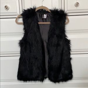 Faux fur black womens vest